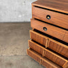 Mid Century Walnut & Brass Highboy Dresser By Stanley