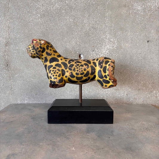 Antique Hand Carved Leopard on Stand