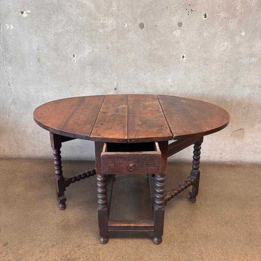 Antique Oval Drop Leaf Table w/Drawer