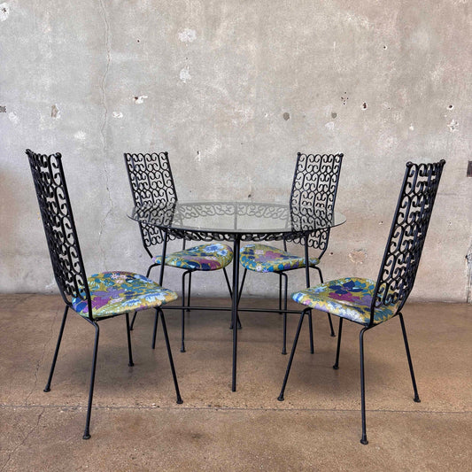 Arthur Umanoff Wrought Iron Table & 4 Chairs