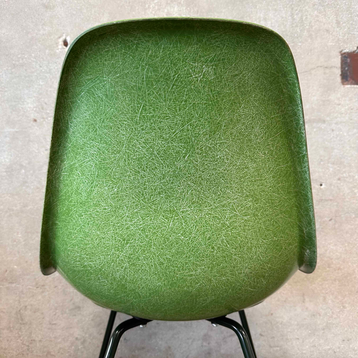 Modernica Shell Chair - Forrest Green LCW X-Base on Green Apple Fiber Base