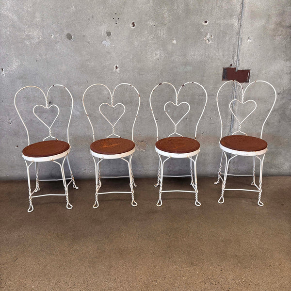 Set of 4 Vintage Ice Cream Parlor Chairs Wrought Iron