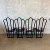 4 Vintage Post Modern Black/Floral Print Dining Chairs