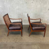 Pair of All Original MCM Lawrence Peabody Camel Back & Leather Lounge Chairs