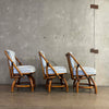 Set of Three 1960's Bamboo Swivel Chairs