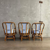 Set of Three 1960's Bamboo Swivel Chairs