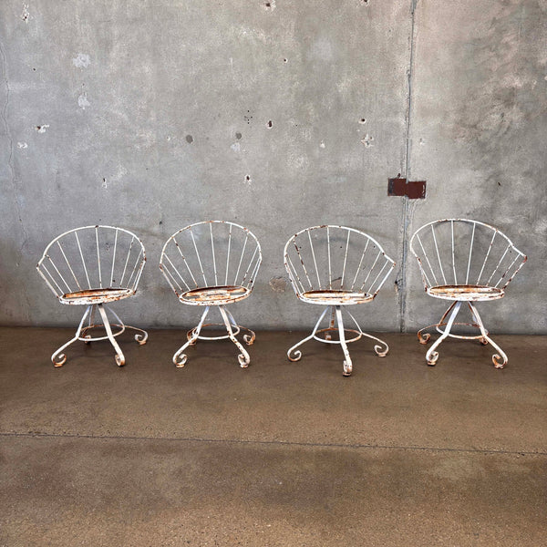 Set of Four Vintage Garden Wrought Iron Chairs