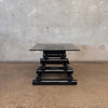1980's Post Modern Black Geometric Smoked Glass Accent Table