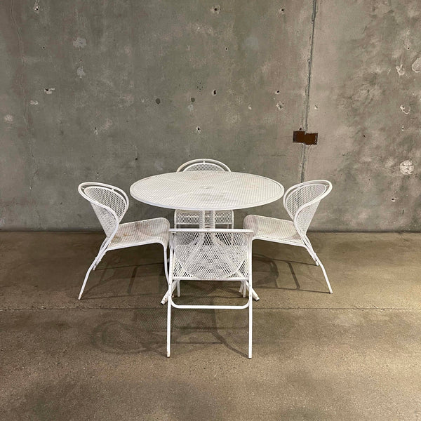 Mid Century Modern White Metal Patio Set