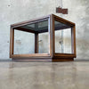 Mid Century Modern Walnut End Table With Smoked Glass Top
