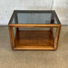 Mid Century Modern Walnut End Table With Smoked Glass Top