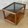 Mid Century Modern Walnut End Table With Smoked Glass Top