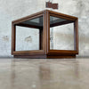 Mid Century Modern Walnut End Table With Smoked Glass Top