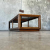 Mid Century Modern Walnut Coffee Table With Smoked Glass Top