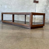 Mid Century Modern Walnut Coffee Table With Smoked Glass Top