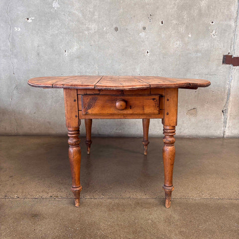Antique Drop Leaf Pine Table w/ Drawers Circa 1800's