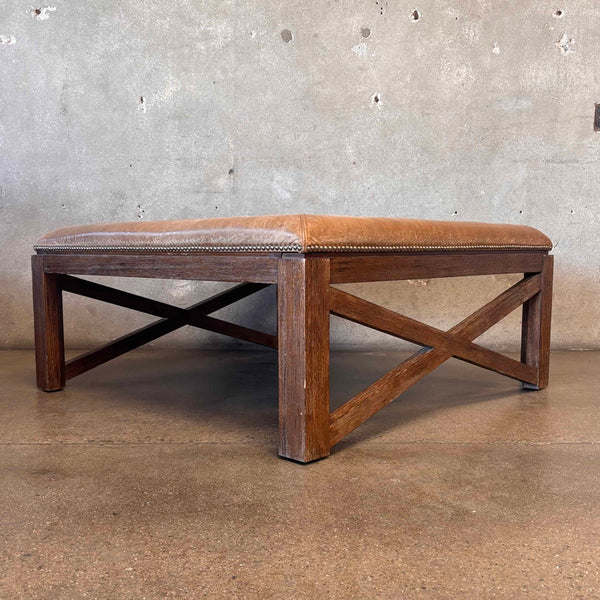 Bassett Furniture Large Leather Ottoman Coffee Table