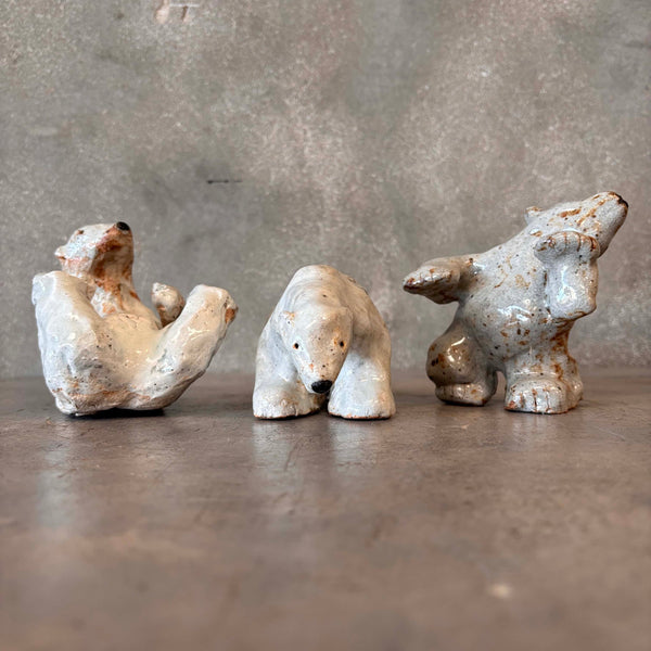 Trio of Studio Pottery Polar Bears