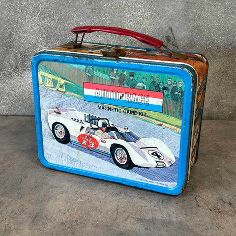 Auto-Race Lunch Box from 1967 Kins-Seeley Thermos-Co.
