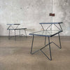Pair of Mid Twentieth Century French Modernist Iron & Glass End Tables