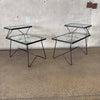 Pair of Mid Twentieth Century French Modernist Iron & Glass End Tables
