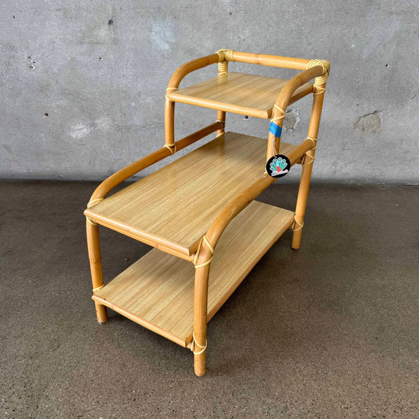 Early 60s Three-Tier "Arch" End Table w/ Blonde Formica Tops
