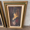 Vintage Set of Oil Paintings on Board of a Man and Woman