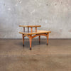 50s Two-Tier Formica Top Side Table w/ Brass Ball Pencil Legs