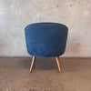 Reproduction Mid Century Easy Chair in Dusty Blue Velvet w/ Pencil Legs