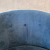 Reproduction Mid Century Easy Chair in Dusty Blue Velvet w/ Pencil Legs