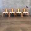 Natural Solid Wood Wishbone Style Chairs Set of 4