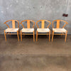 Natural Solid Wood Wishbone Style Chairs Set of 4