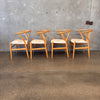 Natural Solid Wood Wishbone Style Chairs Set of 4