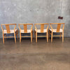 Natural Solid Wood Wishbone Style Chairs Set of 4