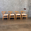 Natural Solid Wood Wishbone Style Chairs Set of 4