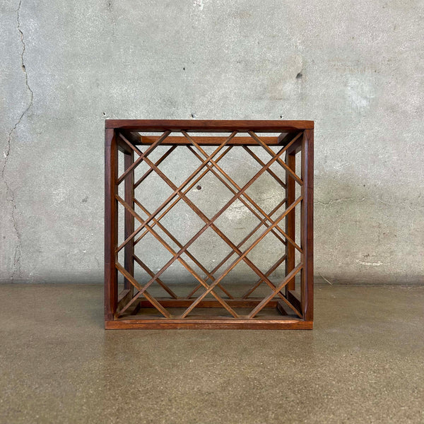 Mid Century Modern Walnut Wine Rack Vermillion Solid Wood 1970's
