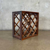 Mid Century Modern Walnut Wine Rack Vermillion Solid Wood 1970's