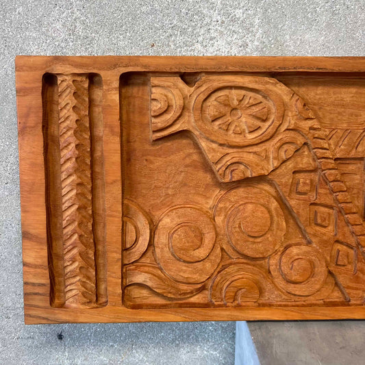 Vintage Mid Century Modern Carved Panel by Evelyn Ackerman