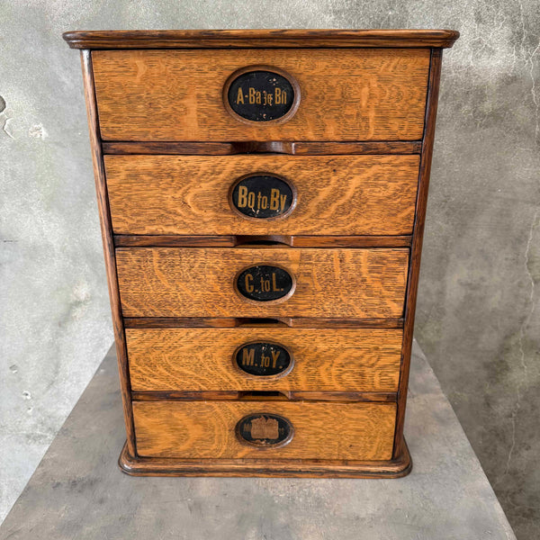 Antique American Letter File Cabinet Oak 5 Drawer Product Image