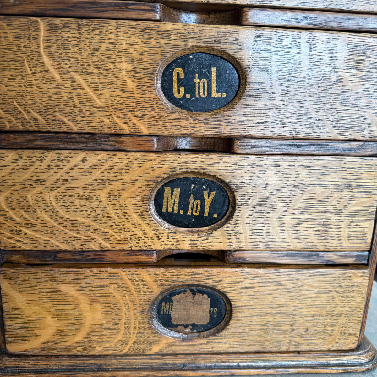 Antique American Letter File Cabinet Oak 5 Drawer
