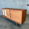 Late 60's Diton Credenza With Rattan Inlay Panels