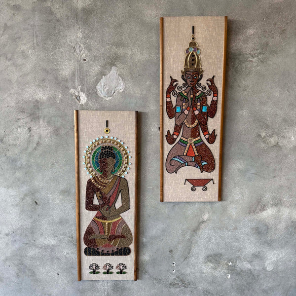 60's Buddha And Shiva Mosaic And Gravel Wall Plaques Product Image
