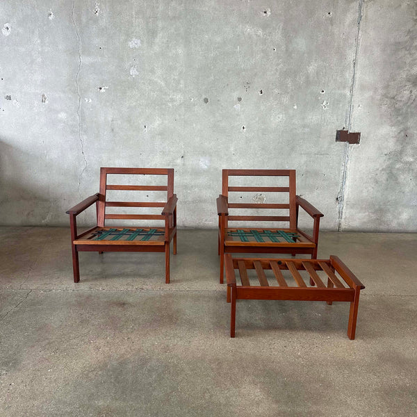Pair of Illum Wikkelso Capella Chairs & Ottoman