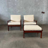 Pair of Illum Wikkelso Capella Chairs & Ottoman