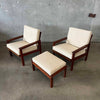 Pair of Illum Wikkelso Capella Chairs & Ottoman
