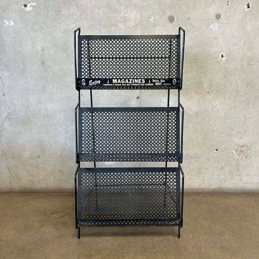 1950s Iron Magazine Rack - Folding Back Leg