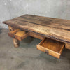 Antique Mexican Hacienda Solid Walnut Wood Dining Table