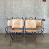 Set of Six Vintage Mexican Leather & Cast Iron Dining Chairs