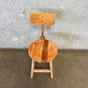 Vintage Wood Stool With Adjustable Back Rest - PENDING