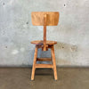 Vintage Wood Stool With Adjustable Back Rest - PENDING